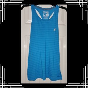 Adidas • L • Striped Light Blue Racer-Back Tank